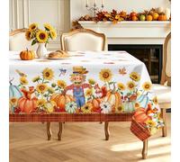 hometerixx Fall Scarecrow Pumpkin Sunflower Rectangle Table Cloth 55x94inch