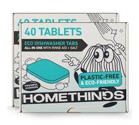 Homethings, 80 Dishwasher Tablets, Highly Effective 3-in-1 Cleaning, No Toxic Chemicals, Vegan & Cruelty-Free, No Animal Testing, Made in EU (2 Pack)