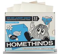 Homethings Non-Bio Laundry Sheets - 32 Ultra-Concentrated Detergent Sheets, Plastic-Free & Fragrance-Free, Eco Laundry Strips for Sensitive Skin, Powerful Cleaning from Cold to Hot Wash