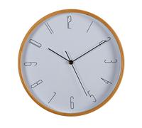 HOMETIME Bamboo Wall Clock 32cm - White in Light Brown HOMETIME Light Brown
