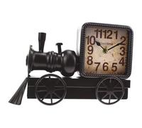 Hometime Metal Mantel Clock - Black Locomotive Steam Train Engine