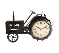 Hometime Metal Mantel Clock - Vintage Black Tractor White Dial