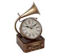 Hometime Metal Mantel Clock - Vintage Style Gramophone