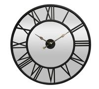 Hometime Retro Black Cased Mirrored Roman Dial Wall Clock 76Cm