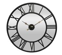 Hometime Retro Black Cased Mirrored Roman Dial Wall Clock 76cm