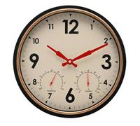 HOMETIME Vintage Wall Clock With Weather Station in Black HOMETIME Black