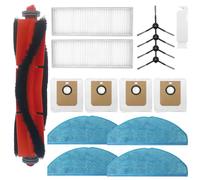 HomeTimes Replacement Parts for Philips Homerun Series 7000 XU7100/01 XU7100/02 Robot Vacuum Cleaner Accessories with 4 Mop Pads, 1 Rubber Brushes, 4 Side Brushes, 2 HEPA Filters, 4 Dust Bags, 15