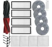 HomeTimes Replacement Parts for Roborock Qrevo Curv Robot Vacuum Cleaner Accessories with 2 Rubber Brushes, 4 HEPA Filters, 4 Mop Pads, 4 Side Brushes, 4 Dust Bags, 18 Pieces