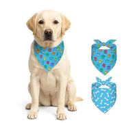 HOMETITUTE 2 Pack Dog Bandanas Double Layer Reversible Dogs Scarf Bone and Paw Pattern Holiday Dog Bandana Set Apparel & Accessories for Small Medium Large Boys Girls Dogs Handkerchiefs (L)