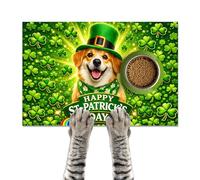 HOMETITUTE 20x12 inch Non Slip Happy St. Patrick's Day Dog Food Mat Pet Bowl Placemat for Food and Water Small Dog Bowl Mats Cat Food Mats Easy to Clean Feeding Mat for Small Pets