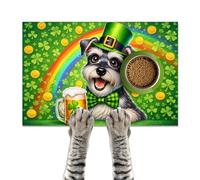 HOMETITUTE 20x12 inch Non Slip St. Patrick's Day Pet Food Mat Pet Bowl Placemat for Food and Water Easy to Clean Small Dog Bowl Mats Cat Food Mats Feeding Mat for Small Pets