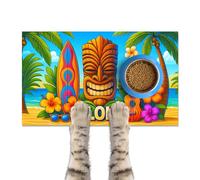 HOMETITUTE 20x12 inch Tropical Summer Pet Feeding Mat Non Slip Dog Food Mat Pet Bowl Placemat for Food and Water Small Dog Bowl Mats Cat Foods Mats Easy Clean Feeding Pad for Small Pets