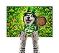 HOMETITUTE 24x16 inch Non Slip Happy St. Patrick's Day Dog Food Mat Pet Bowl Placemat for Food and Water Puppy Feeding Mat Small Dog Bowl Mats Cat Food Mats Easy Clean Feeding Mat for Small Pets