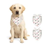 HOMETITUTE 2PCS Dog Bandanas Double Layer Reversible Pet Scarf Glossy Polyester Fabric Dog Bandana Paw Heart Print Puppy Handkerchiefs for Dogs Boys Girls Small Large Daily Wear Party (XL)