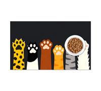 HOMETITUTE Adorable Cute Animal Paws Pattern Pet Food Mat Spill-Proof Feeding Pad for Food and Water Bowl Pet Placemat Easy Clean Fast Dry Area Mat for Cats,Kittens & Small Dogs 20" x 12"