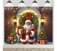HOMETITUTE Black Santa Claus Backdrop 8x6ft Photo Background African American Santa with Presents Holiday Party Banner Christmas Photography Decoration for Home Indoor Celebration