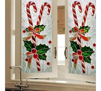 HOMETITUTE Candy Cane Stained Glass Privacy Film Decorative Window with Christmas Candy Cane Design Static Cling Window Cling for Home Kitchen Bathroom Living Room 17.7 x 39.3 Inch