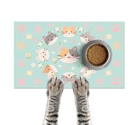HOMETITUTE Cat Feeding Mat 24x16 inch Kitten Print Pet Bowl Placemat Non Slip Floor Mat for Food and Water Indoor Kitty Feeding Station Cute Meal Pad for Small Pets Kitchen Use