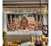 HOMETITUTE Christmas Gingerbread House Window Film 39.3x17.7 Inches Festive Decorative Window Cling Non-Adhesive Removable Reusable for Glass Door Home and Office Bedrooms PVC Static Cling Sticker