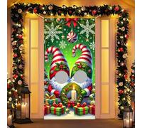 HOMETITUTE Christmas Gnome Photo Door Banner 35x71inch Holiday Backdrop Background with Gifts for Party Indoor Outdoor Decoration