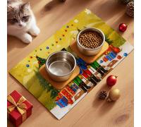 HOMETITUTE Christmas Nutcracker Pet Food Mat Spill-Proof Feeding Pad for Food and Water Bowls Non-Slip Placemat for Pet Areas Easy Clean Fast Dry Mat for Cats Kittens & Small Dogs 20" x 12"