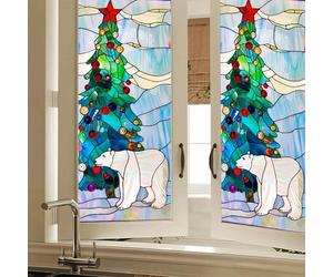 HOMETITUTE Christmas Polar Bear Tree Privacy Cling 17.7x39.3 PVC