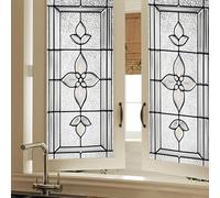 HOMETITUTE Clear Floral Stained Glass Window Cling 17.7x39.3 Inch PVC