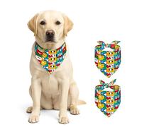 HOMETITUTE Colorful Leopard Dog Bandanas 2 Pack Pet Scarf Double Layer Reversible Abstract Face Print Triangle Dog Handkerchiefs for Dogs Boys Girls Small Large Dogs Daily Wear Party Style (XL)