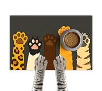 HOMETITUTE Cute Animal Paw Print Cat Food Mat Easy Clean Fast Dry Pet Feeding Mat for Pets Feeding Area Kitchen Floor Funning Pet Mat for Dog Food and Water Bowls 24" x 16"