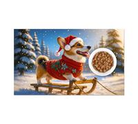 HOMETITUTE Cute Winter Corgi Dog Pet Food Mat Spill-Proof Feeding Pad for Food and Water Bowls Non-Slip Placemat for Pet Areas Easy Clean Fast Dry Feeding Pad Cats, Kittens & Small Dogs 20" x 12"