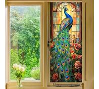 HOMETITUTE Floral Rose Peacock Privacy Window Film 17.7x39.3 Inch PVC