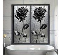 HOMETITUTE Gothic Black Rose Privacy Window Film 17.7x39.3 Inch PVC
