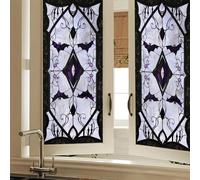 HOMETITUTE Gothic Halloween Bat Window Sticker 18 x 39 Inch Purple Stained Glass Style PVC Cling Vertical Door Window Art Spooky Removable Vinyl Haunted Decor