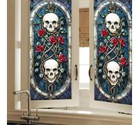 HOMETITUTE Gothic Skull Rose Privacy Window Film Cling 17.7x39.3 PVC