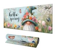 HOMETITUTE Hello Spring Gnome Gaming Mousepad XL Mouse Pad 31.5x11.8 Inch Non-Slip Keyboard Desktop Protector Mat Diatomite Large Mouse Pad for Home and Office Desk Accessories