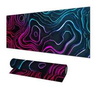 HOMETITUTE Large Mouse Pad Gaming Mousepad 31.5 x 11.8 Inch Keyboard Desktop Mat Diatomite XL Mouse Pad for Home and Office Desk Accessories with Neon Abstract Wave Pattern Artwork Diatomite