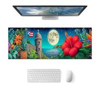 HOMETITUTE Large Mouse Pad Gaming Mousepad 31.5 x 11.8 Inch Keyboard Desktop Mat Diatomite XL Mouse Pad for Home and Office Desk Accessories with Tropical Coast Moonlight Floral Artwork