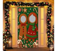 HOMETITUTE Merry Christmas Photo Door Cover 39x59 Inch Gingerbread Couple Candy Cane Christmas Tree Holiday Front Porch Party Decorations for Sign Background Holiday Indoor Outdoor Party Decor