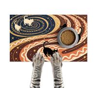 HOMETITUTE Pet Feedings Mats 20x12 inch Black Cat Design Pet Bowl Placemat Non Slip Mat for Cats Food and Water Indoor Kitty Feeding Station Artistic Cats Meal Mat for Small Pets Kitchen Floor Use