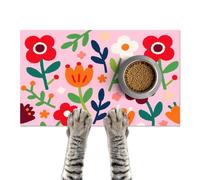 HOMETITUTE Pet Feedings Mats 20x12 inch Floral Print Pet Bowl Placemat Non Slip Mat for Cat and Dog Food and Water Indoor Pet Feeding Station Colorful Meal Mat for Small Pets Kitchen Floor Use