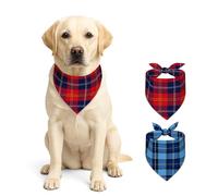 HOMETITUTE Plaid Dog Bandanas 2 Pack Double Layer Reversible Dogs Scarf Glossy Polyester Holiday Dog Bandana Set Apparel & Accessories for Small Medium Large Boys Girls Dogs Handkerchiefs (XL)