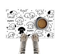 HOMETITUTE Puppy Pattern Pet Feeding Mat 24x16 Inch Cute Pet Feeding Area Mat Pet Food Mat Pet Mats for Food and Water Dog Mat for Food and Water Indoor Feeding Corner Kitchen Floor Decor