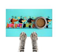 HOMETITUTE Spring Dachshund Pet Feeding Mat 24x16 Inch Cute Pet Feeding Area Mat Pet Food Mat Pet Mats for Food and Water Dog Mat for Food and Water Indoor Feeding Corner Kitchen Floor Decor
