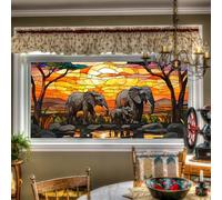 HOMETITUTE Stained Glass Window Film 39.3×17.7 Inchs Elephant Window Privacy Film Glass Windows Decorative for Home Living Room Sun Blocking Static Cling Sticker