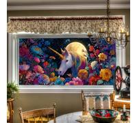HOMETITUTE Stained Glass Window Film 39.37×17.71 Inches Magical Unicorn Floral Decorative Window Cling Peel and Stick Static Cling Removable Decal for Home Decor
