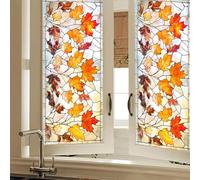 HOMETITUTE Stained Glass Window Film Decorative 18x39 Inch Autumn Leaves Cling PVC Window Privacy Film Stained Glass Panel for Windows Fall Seasonal Decor Indoor Use