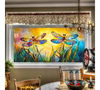 HOMETITUTE Stained Glass Window Film Dragonfly Pattern 39.3x17.7 inches Static Cling Decorative Film Non-Adhesive Removable Reusable for Glass Door Home and Office Bedrooms PVC Static Cling Sticker