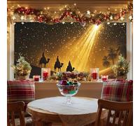 HOMETITUTE Stained Glass Window Film Three Wise Men Star of Bethlehem Night Sky Decorative Window Clings Privacy Glass Stickers for Home Living Room Bedroom Christmas Nativity Art 39.3 × 17.7 Inchs