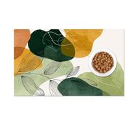 HOMETITUTE Stylish Modern Decorative Abstract Leaf Pattern Pet Food Mat Spill-Proof Feeding Pad for Dog and Cat Bowls Non-Slip Placemat for Pet Dining Areas Easy Clean Fast Dry Mat 20" x 12"