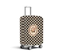 HOMETITUTE Vintage Rose Checkered Luggage Cover Suitcase Protector Travel Accessories Washable Anti Scratch Protective Sleeve Baggage Cover Fits 22-24 Inch Suitcase Covers Travel Essentials